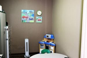 Cars-themed therapy room to create a fun therapy environment.