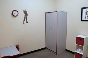 Iron Man-themed therapy room designed for pediatric therapy.