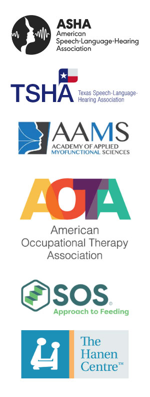 Professional memberships of New Beginnings Pediatric Therapy: ASHA, TSHA, AAMS, AOTA, SOS, and The Parent Center