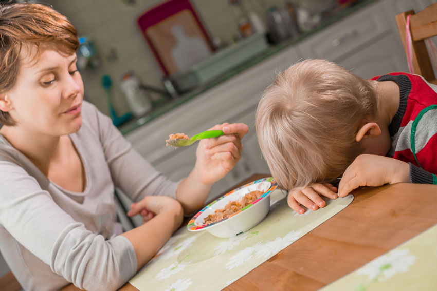 Toddler refusing a spoonful at the table, a common reason for pediatric feeding therapy in El Paso<br />

